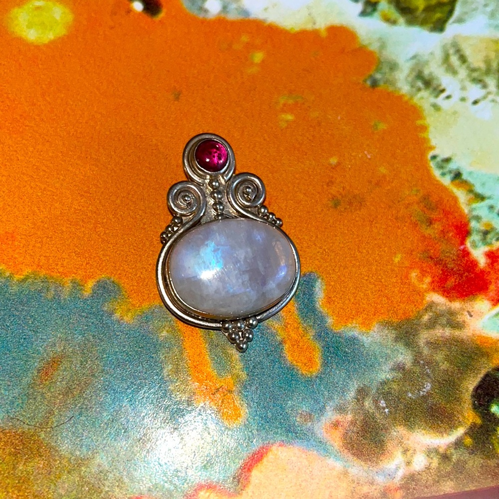 Moonstone, amethyst pendant